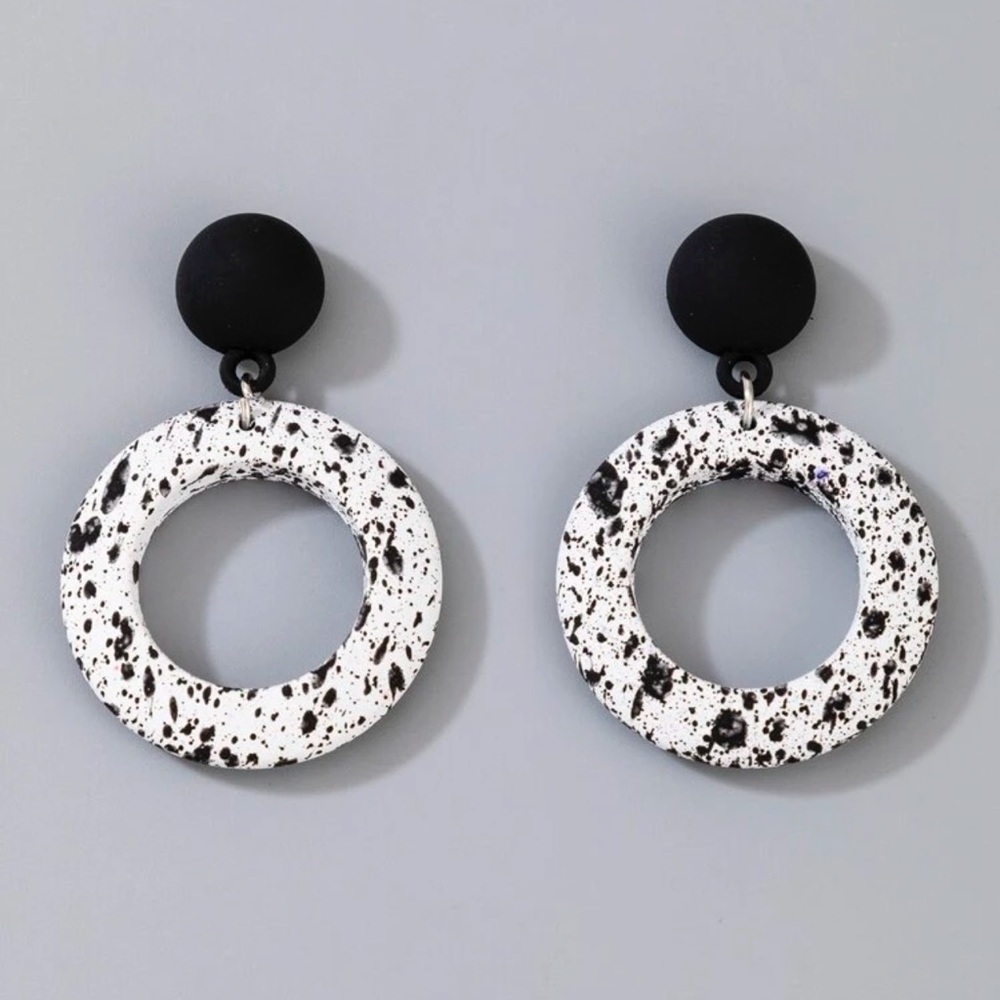 Black and White Speckled Earrings